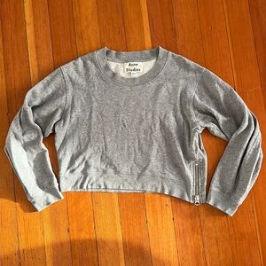 Gray Acne Studios Crop Fleece Sweatshirt. XS.